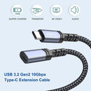 NÖRDIC 2m USB3.2 Gen2 SuperSpeed USB 10Gbps USB-C till C nylonflätad förlängningskabel med Power Delivery 100W, 4K60Hz video och Emarker