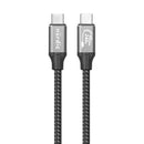 NÖRDIC 2m USB4 USB-C till C nylonflätad kabel PD3.1 240W snabbladdning 40G 8K60Hz 4K120Hz 5K60Hz 2x4K60Hz Emarker kompatibel Thunderbolt 4 och 3