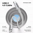 NÖRDIC 2m USB4 USB-C till C nylonflätad kabel PD3.1 med 240W snabbladdning 40G 8K60Hz 4K120Hz 5K60Hz 2x4K60Hz Emarker