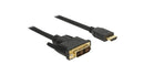 NÖRDIC 2m kabel HDMI High Speed till DVI-D Single Link 18+1 upplösning 1920x1200 60Hz 5,1Gbps Ren koppar 99,99%