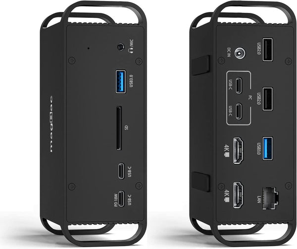 NÖRDIC 2 till 14 USB-C Macbook dockningstation dubbla monitorer 2xHDMI 4K60Hz 7xUSB 1xUSB-C PD65W 1xRJ45 1xAudio 1xSD Thunderbolt 3/4 USB4