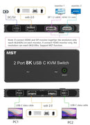 NÖRDIC 2 till 2 KVM Switch USB-C till DisplayPort och HDMI 8K60Hz 3xUSB-A