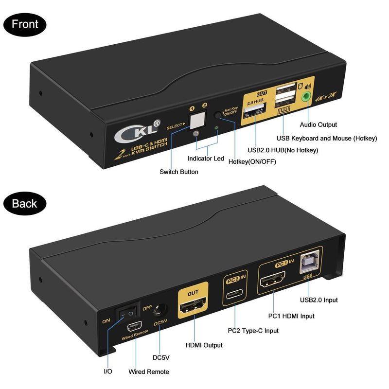 NÖRDIC 2 till 1 USB-C + HDMI KVM Switch, 4K 60Hz