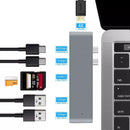 NÖRDIC 2 till 7 USB-C dubbla monitorer dockningsstation för MacBook Pro och Air 1xHDMI 4K30Hz 1xThunderbolt 3xUSB-C 5K60Hz 40G 1xUSB-C 100W PD