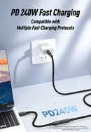 NÖRDIC 3m USB3.2 Gen2 20Gbps USB-C till C nylonflätad förlängningskabel med Power Delivery 240W 4K60Hz