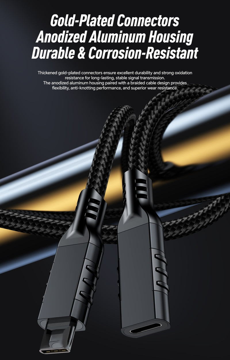 NÖRDIC 3m USB3.2 Gen2 20Gbps USB-C till C nylonflätad förlängningskabel med Power Delivery 240W 4K60Hz