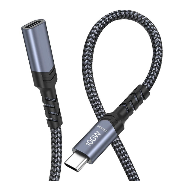 NÖRDIC 3m USB3.2 Gen2 SuperSpeed USB 10Gbps USB-C till C nylonflätad förlängningskabel med Power Delivery 100W, 4K60Hz video och Emarker