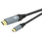 NÖRDIC 3m USBC till HDMI 4K 60Hz nylonflätad kabel space grey stöd för HDCP1.4 och 2.2