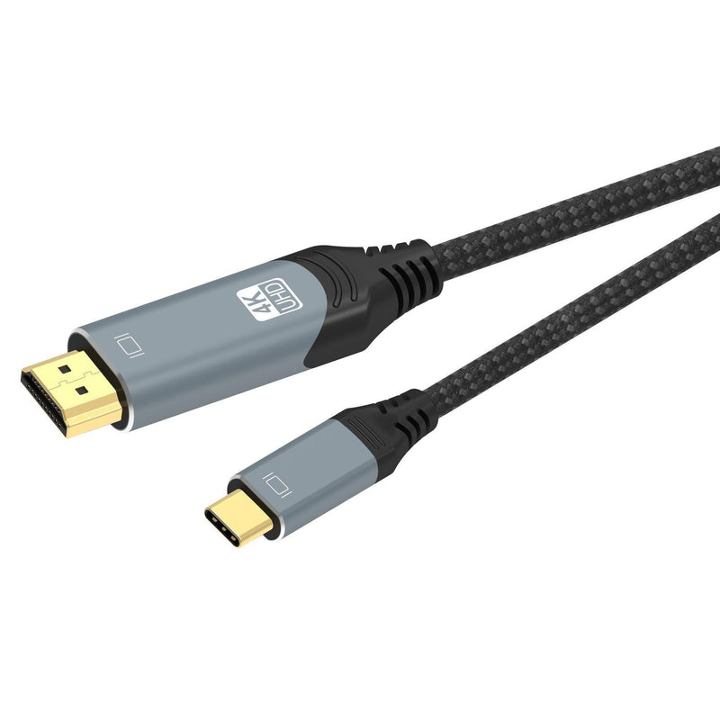 NÖRDIC 3m USBC till HDMI 4K 60Hz nylonflätad kabel space grey stöd för HDCP1.4 och 2.2