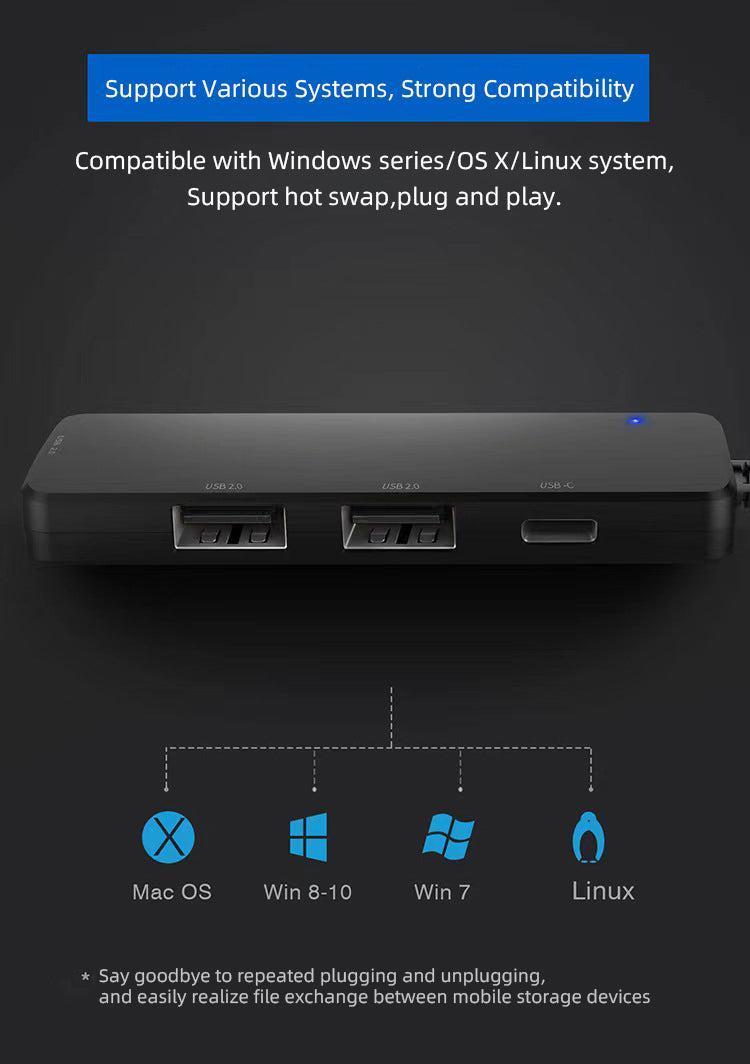 NÖRDIC 4 ports USB-C 2.0 Hubb 3xUSB-A 480Mbps 1xUSB-C 480Mbps