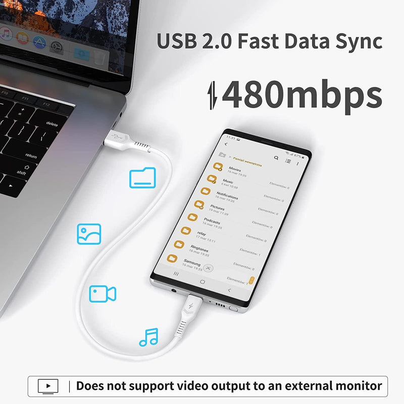 NÖRDIC 50cm USB 2.0 USB-C till C kabel 2,4A 480Mbps 12W