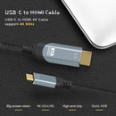 NÖRDIC 50cm USBC till HDMI 4K 60Hz  nylonflätad kabel space grey stöd för HDCP1.4 och 2.2 Ren koppar 99,99%
