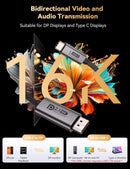 NÖRDIC 5m bidirektionell USB-C till DisplayPort 2.1 kabel 16K60Hz 8K240Hz/120Hz 4K240/165/144/60 HDR HDCP2.3