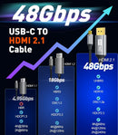 NÖRDIC 5m kabel USB-C till HDMI 2.1 8K30Hz 4K120Hz 48Gbps HDR kompatibel med Thunderbolt 3 och 4