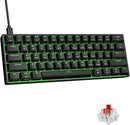 NÖRDIC 60% Trådbundet mekaniskt gaming-tangentbord med röda switches, LED-bakgrundsbelysning, ultrakompakt 61 tangenter, US-layout