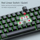 NÖRDIC 60% Trådbundet mekaniskt gaming-tangentbord med röda switches, LED-bakgrundsbelysning, ultrakompakt 61 tangenter, US-layout