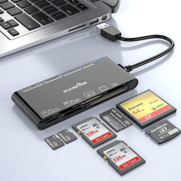 NÖRDIC USB-A Kortläsare 7 Slot 1xCF, 2xSD, 2xMicroSD, 1xMS, 1xXD UHS-I