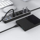 NÖRDIC 7-ports USB 3.0 HUB med individuell switch 5Gbps 25cm kabel aluminium svart