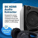 NÖRDIC 8K HDMI 2.1 ARC Extraktor - SPDIF + 3.5mm extrahering, HDMI CEC Dolby Digital/DTS, Atmos, Dolby Vision, HDR10+