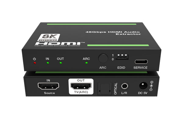 NÖRDIC 8K HDMI 2.1 ARC Extraktor - SPDIF + 3.5mm extrahering, HDMI CEC Dolby Digital/DTS, Atmos, Dolby Vision, HDR10+