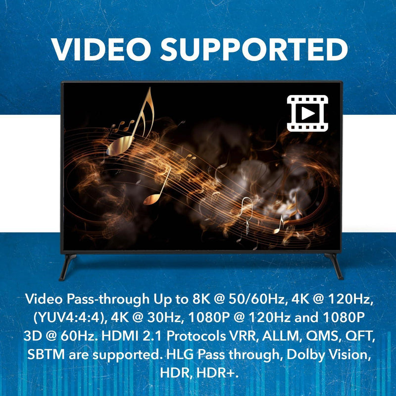 NÖRDIC 8K HDMI 2.1 ARC Extraktor - SPDIF + 3.5mm extrahering, HDMI CEC Dolby Digital/DTS, Atmos, Dolby Vision, HDR10+