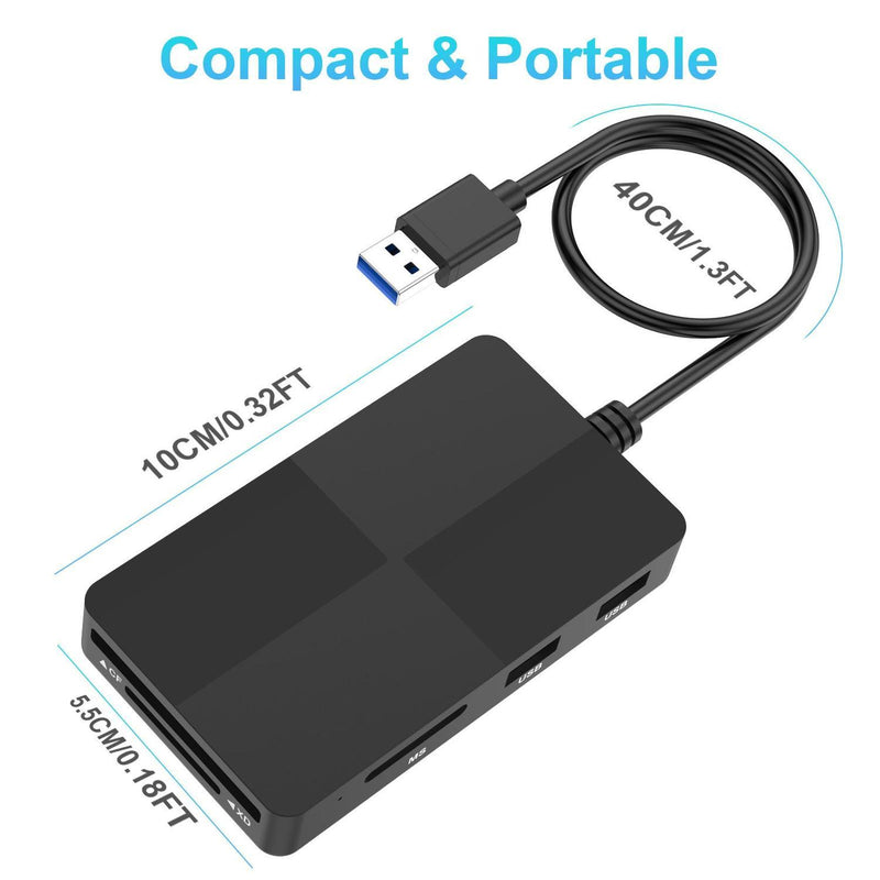 NÖRDIC 8 i 1 USB-A kortläsare CF/SD/XD/TF/MS och  3xUSB-A 5Gbps UHS-I 2TB