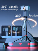 NÖRDIC AI Auto Face Tracking Selfie-stick – 360° rotation + 270° tilt, 4-i-1 mobilstativ, 180 cm stativ i aluminium med 4 ben