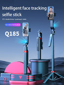 NÖRDIC AI Auto Face Tracking Selfie-stick – 360° rotation + 270° tilt, 4-i-1 mobilstativ, 180 cm stativ i aluminium med 4 ben