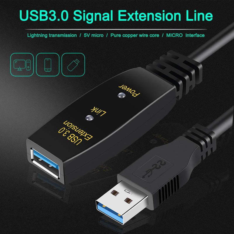 NÖRDIC Aktiv 10m USB3.1 förlängningskabel 5Gbps USB A hane till hona för Xbox, PS5, Oculus, skrivare, scanner, Playstation, VR USB Extension cable