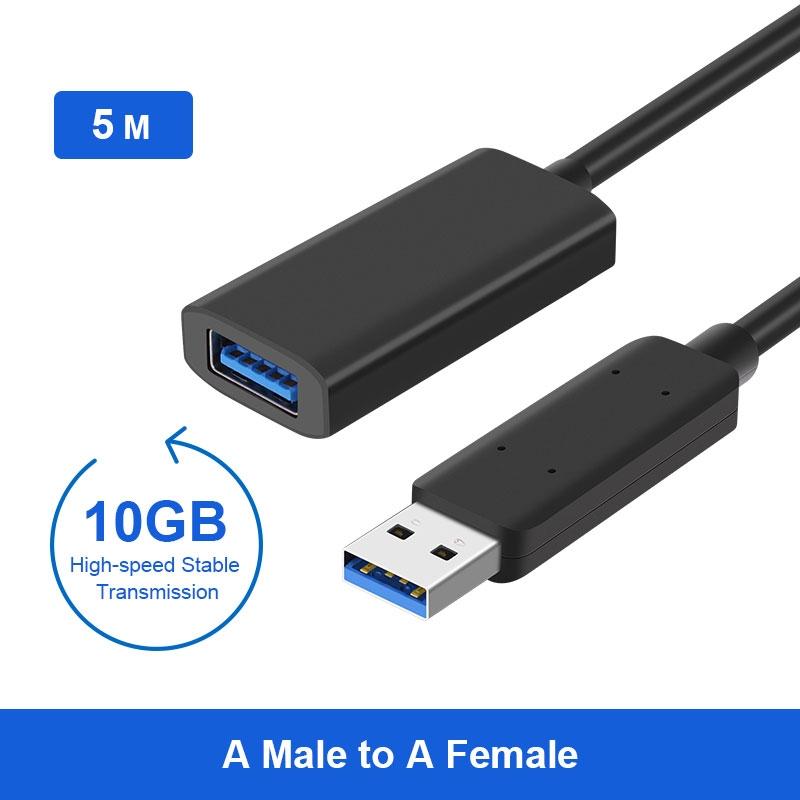 NÖRDIC Aktiv 5m USB3.2 10Gbps USB-A förlängningskabel  för Xbox, PS5, Oculus, skrivare, scanner, Playstation, VR USB Extension Cable