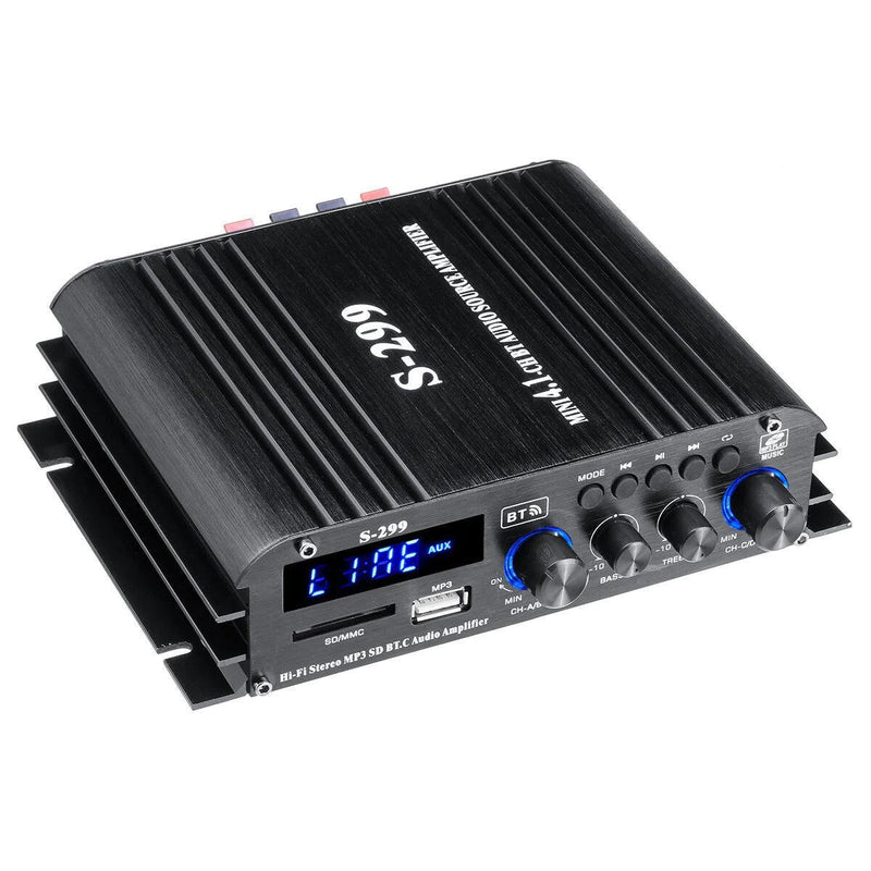 NÖRDIC Bluetooth 5.0 stereo 4.1 amplifier 4X40W+50W RMS förstärkare 2 högtalare och subwoofer med USB och SD mediaspelare input