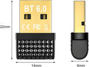 NÖRDIC Bluetooth 6.0 trådlös Bluetooth-dongel/mottagare, Plug and Play, Windows 11/10/8.1, för styrning, hörlurar, tangentbord, mus