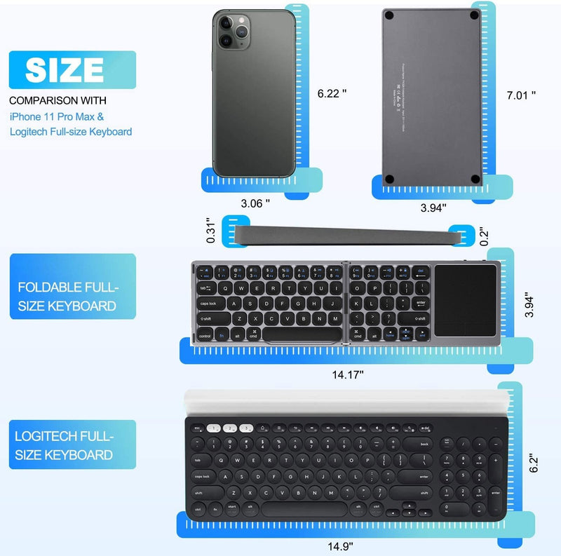 NÖRDIC Bluetooth Keyboard with touchpad US Layout 64keys MacOS, iOS, Windows, Android