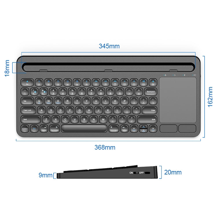 NÖRDIC Bluetooth Tangentbord med Pekplatta, Arabisk layout 78 tangenter