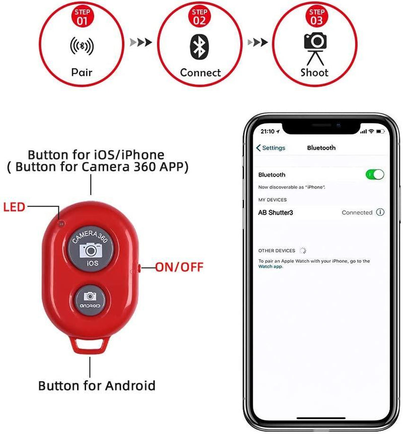 NÖRDIC Bluetooth shutter för mobiltelefoner, surfplattor och kamera 10m