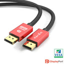 NÖRDIC 2m nylonflätad Displayport 2.1 kabel DP80 UHBR20 80Gbps 16/10/8K60H 4K165/144Hz DSC1.2a HDR HDCP2.2 FreeSync G-Sync