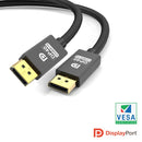 NÖRDIC CERTIFIED CABLES 1,5m nylonflätad Displayportkabel 1.4 UHD 8K60Hz 4K144Hz HBR3 32,4Gbps 10-bit HDR