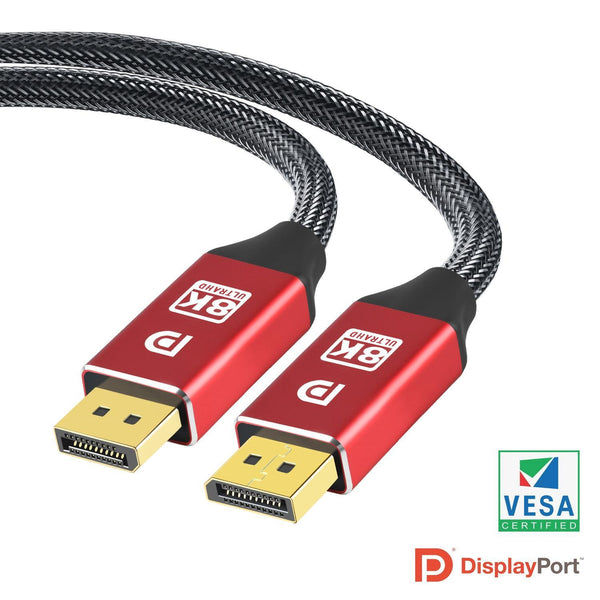 NÖRDIC CERTIFIED CABLES 1,5m nylonflätad Displayportkabel 1.4 UHD 8K60Hz 4K144Hz HBR3 32,4Gbps 10-bit HDR