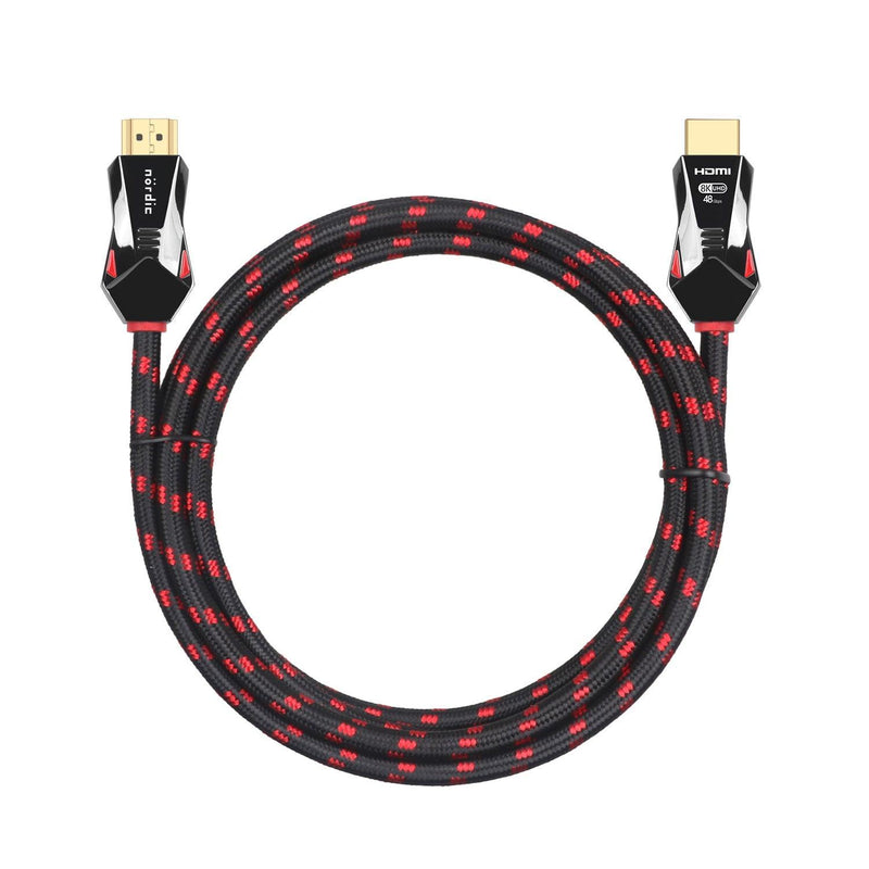 NÖRDIC CERTIFIED CABLES 1,5m Ultra High Speed HDMI 2.1 8K 60Hz 4K 120Hz 48Gbps Dynamic HDR eARC VRR nylonflätad kabel guldpläterade kontakter