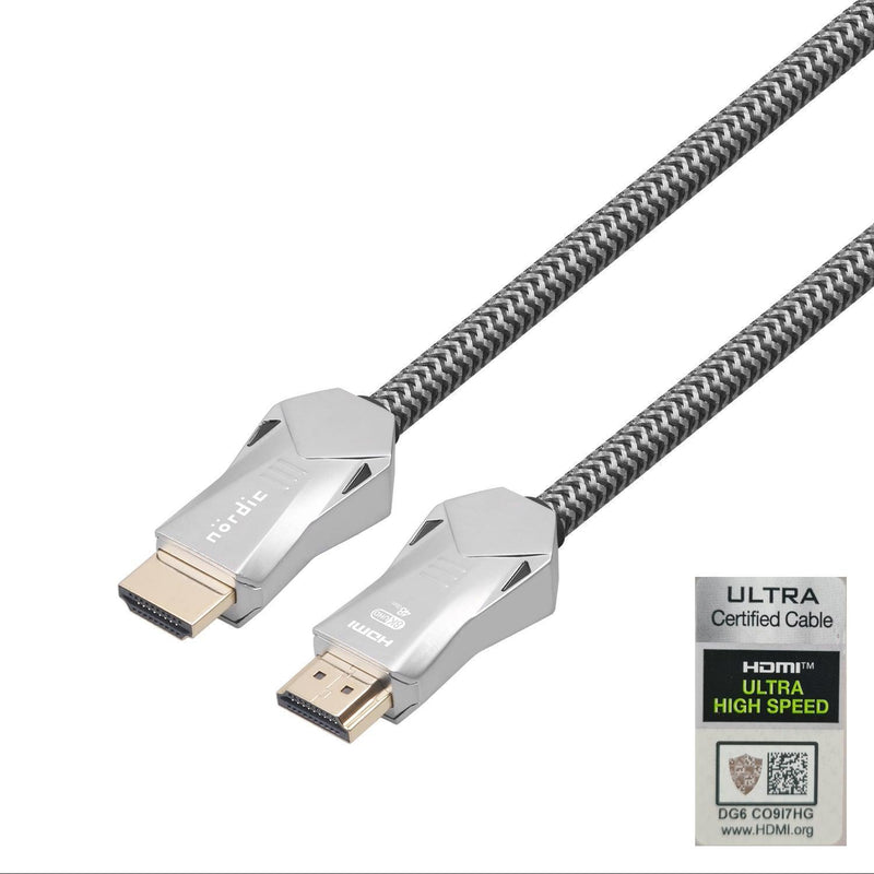 NÖRDIC CERTIFIED CABLES 1m Ultra High Speed HDMI 2.1 8K 60Hz 4K 120Hz 48Gbps Dynamic HDR eARC VRR nylonflätad kabel guldpläterade kontakter