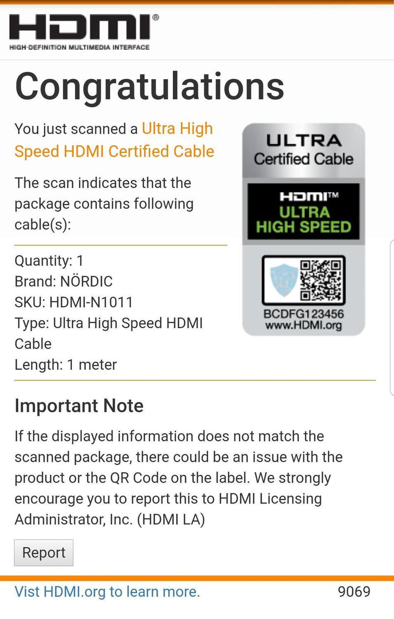 NÖRDIC CERTIFIED CABLES 1m Ultra High Speed HDMI 2.1 8K 60Hz 4K 120Hz 48Gbps Dynamic HDR eARC VRR nylonflätad kabel guldpläterade kontakter