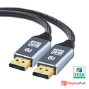 NÖRDIC CERTIFIED CABLES 2m nylonflätad Displayportkabel 1.4 UHD 8K60Hz 4K144Hz HBR3 32,4Gbps 10-bit HDR