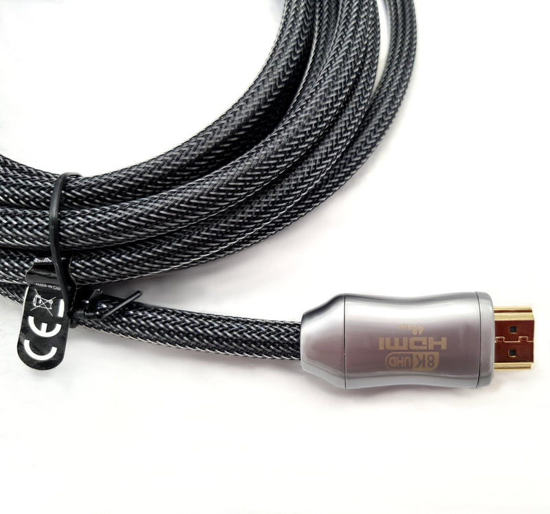 NÖRDIC CERTIFIED CABLES 2m Ultra High Speed HDMI 2.1 8K 60Hz 4K 120Hz 48Gbps Dynamic HDR eARC VRR nylonflätad kabel guldpläterad extra slitstark