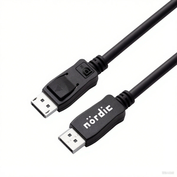 NÖRDIC CERTIFIED CABLES 3m nylonflätad Displayportkabel 1.4 UHD 8K60Hz 4K144Hz HBR3 32,4Gbps 10-bit HDR
