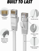 NÖRDIC Cat6 U/UTP flat nätverkskabel 10m 250MHz bandbredd och 10Gbps överföringshastighet vit