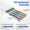 NÖRDIC Cat6 U/UTP flat nätverkskabel 30cm 250MHz bandbredd och 10Gbps överföringshastighet vit