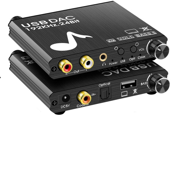 NÖRDIC DAC Digital till analog omvandlare med USB med bass- och volymkontroll Digital SPDIF Coaxial och USB till Analog L/R och 3,5mm stereo