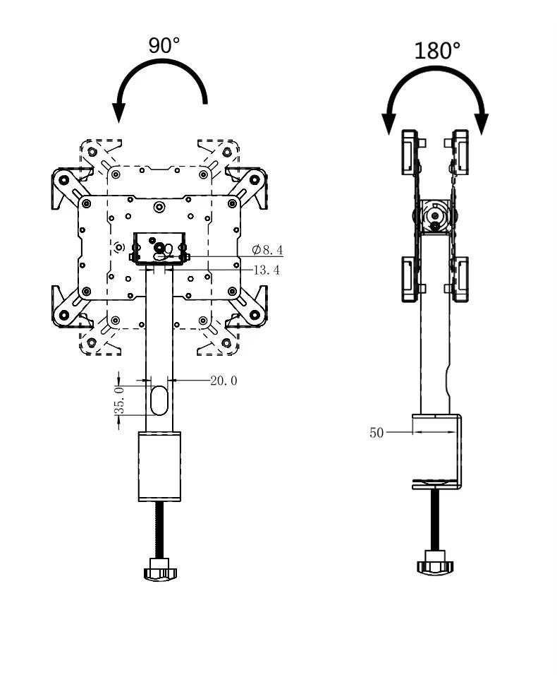 NÖRDIC Desktop Tablet Stand 7-13" tilt 180 degree rotate 360 degree