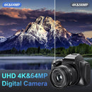 NÖRDIC Digital Camera 4K 64M with WiFi, 10X Optical Zoom Vlogging Camera for YouTube Autofocus Compact Camera