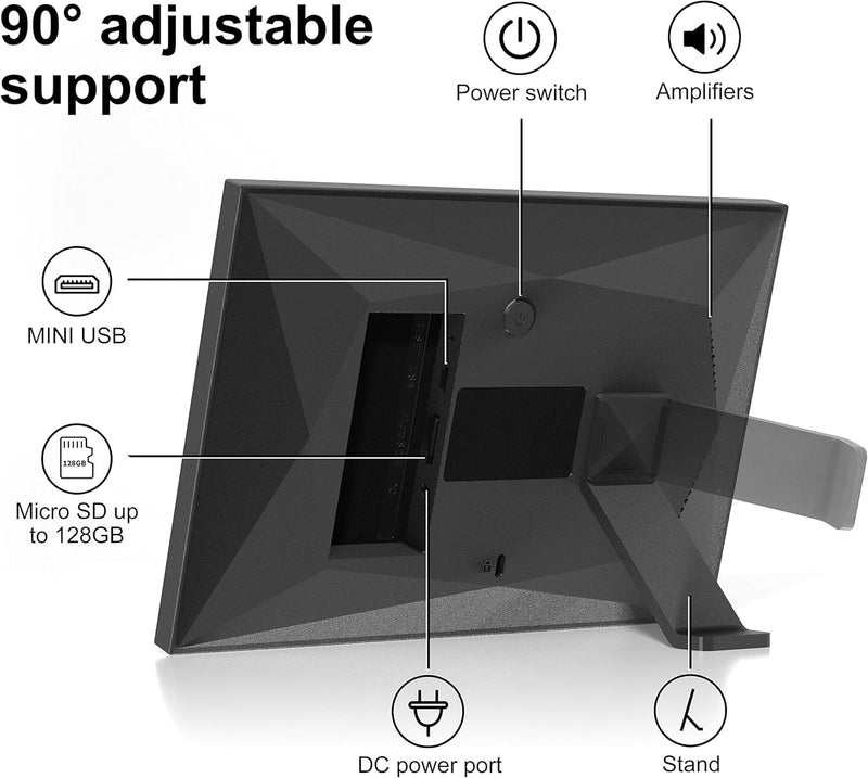 NÖRDIC Digital Fotoram 10.1 Tum 1280 x 800 IPS utan WiFi med Fjärrkontroll Stödjer USB eller SD-kort